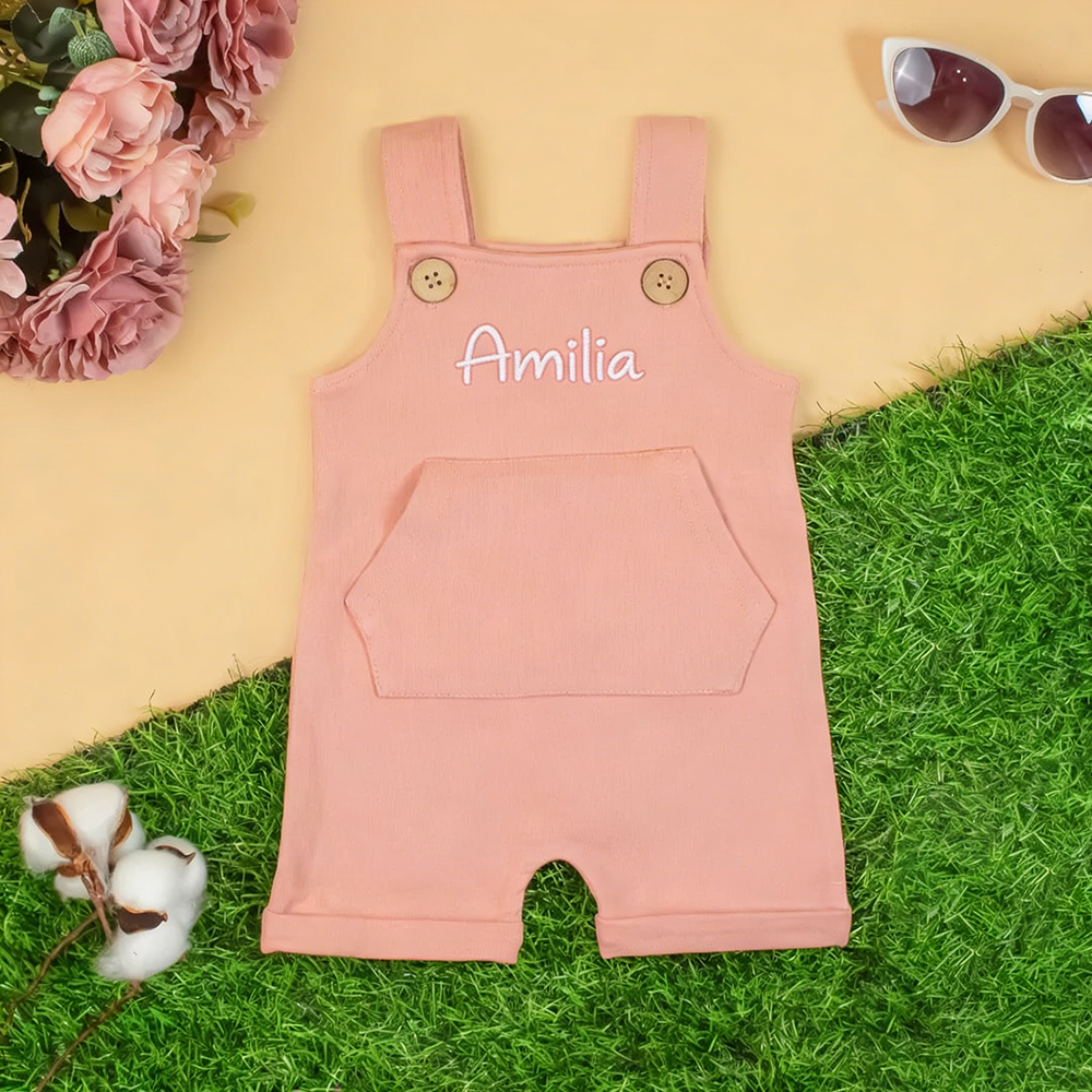 Personalized Embroidery Baby Suspenders Jumpsuit | CWBaby460