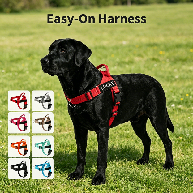 Personalized Embroidered Dog Harness & Leash Set | BKPet462