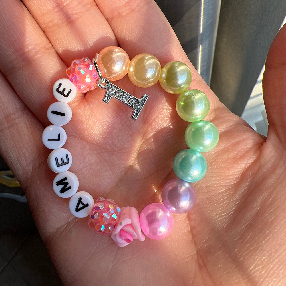 Personalized Kids Lovely Birthday Bead Bracelet With Name | CWBeach233