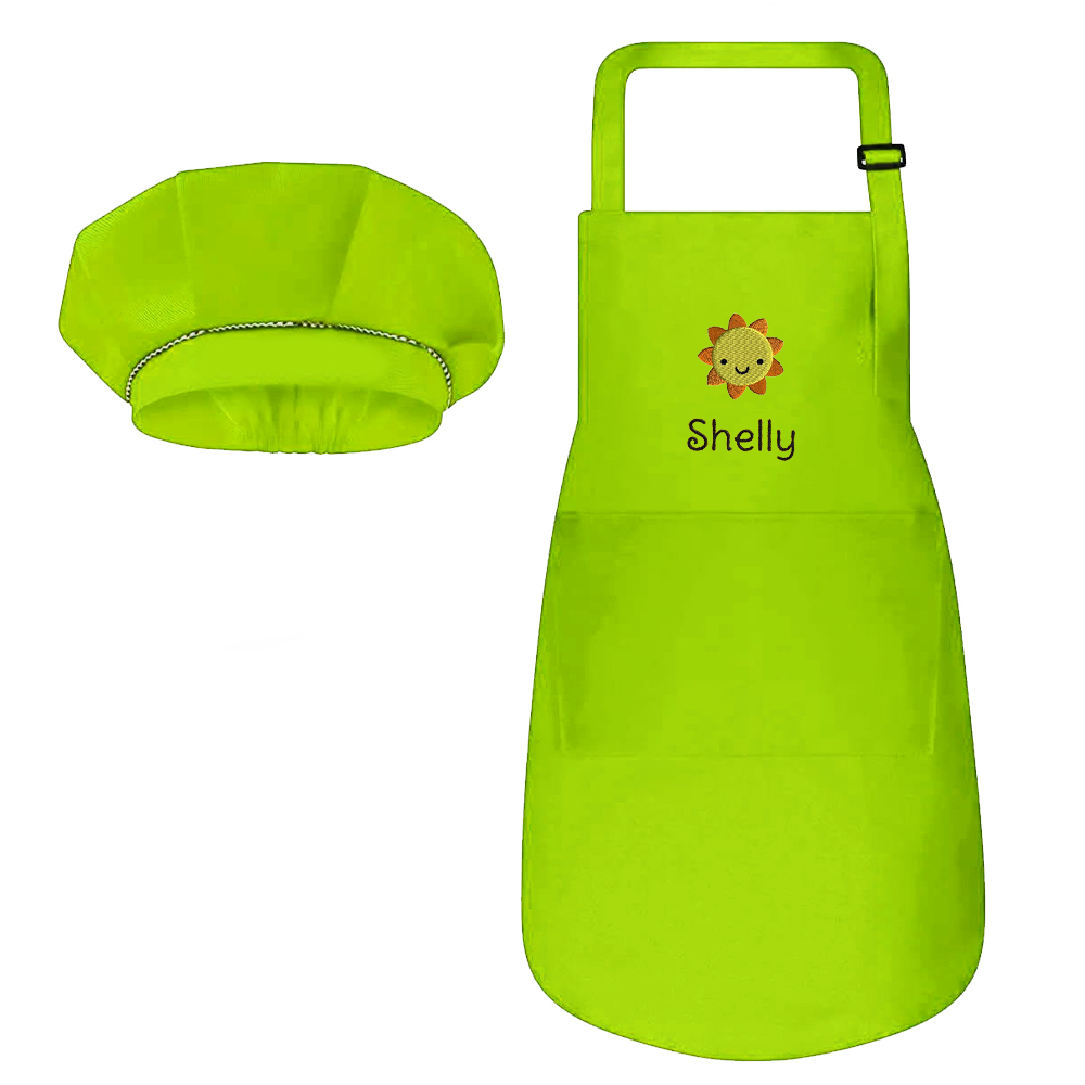 Personalized Embroidery Color Apron and Hat Set for Kid | Apron26