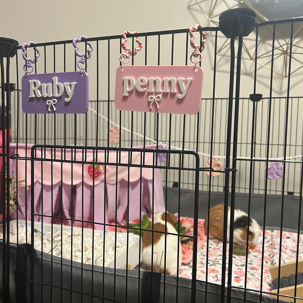 Personalized 3D Printed Pet Cage Name Tag | BKPet510