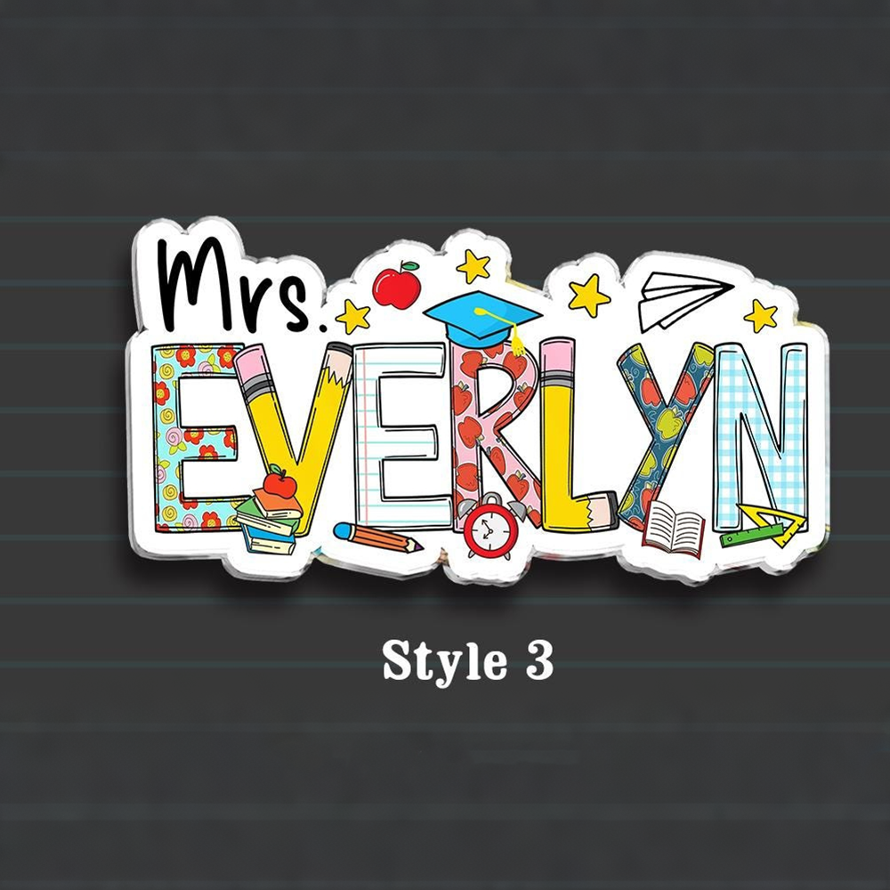 Personalized Illustrated Teacher Name Fridge Magnet | CWTeach11