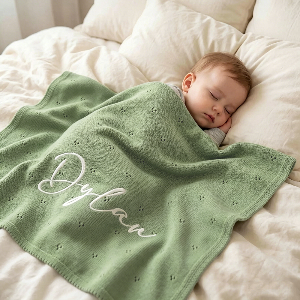 Personalized Embroidered Soft Crochet Baby Blanket | CWBaby505