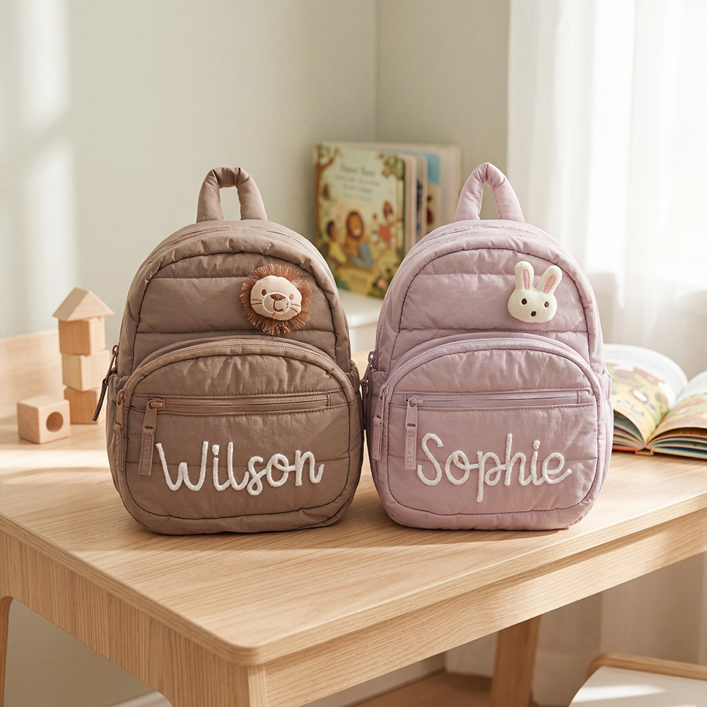 Personalized Hand Embroidery Quilted Baby Backpack | CWPack370