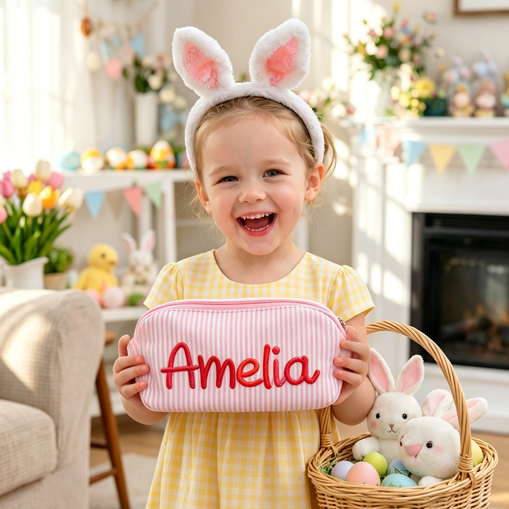 Personalized Embroidered Kids Colorful Stripe Pencil Case | CWPack371