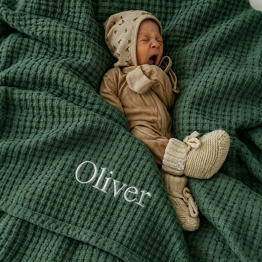 Personalized Embroidered Baby Waffle Blanket | CWBaby508