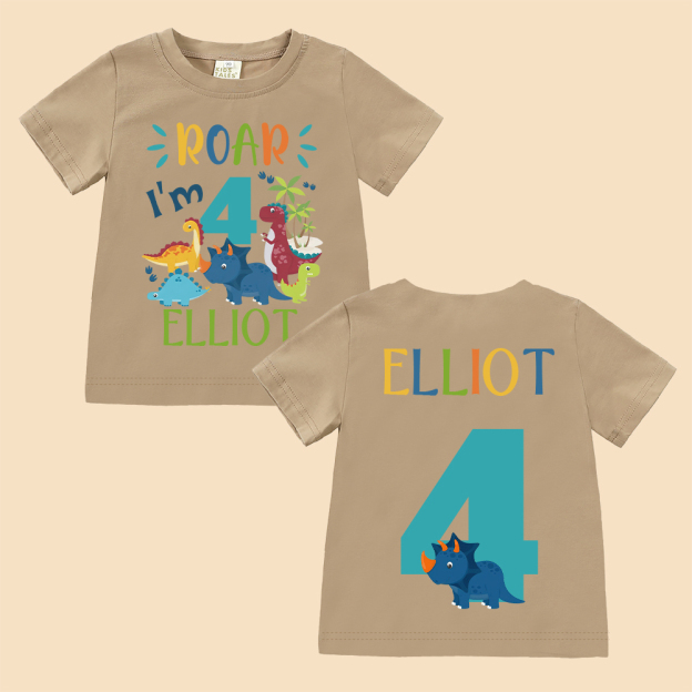 Personalized Dinosaur ROAR Party Birthday T-Shirt | inBirth02