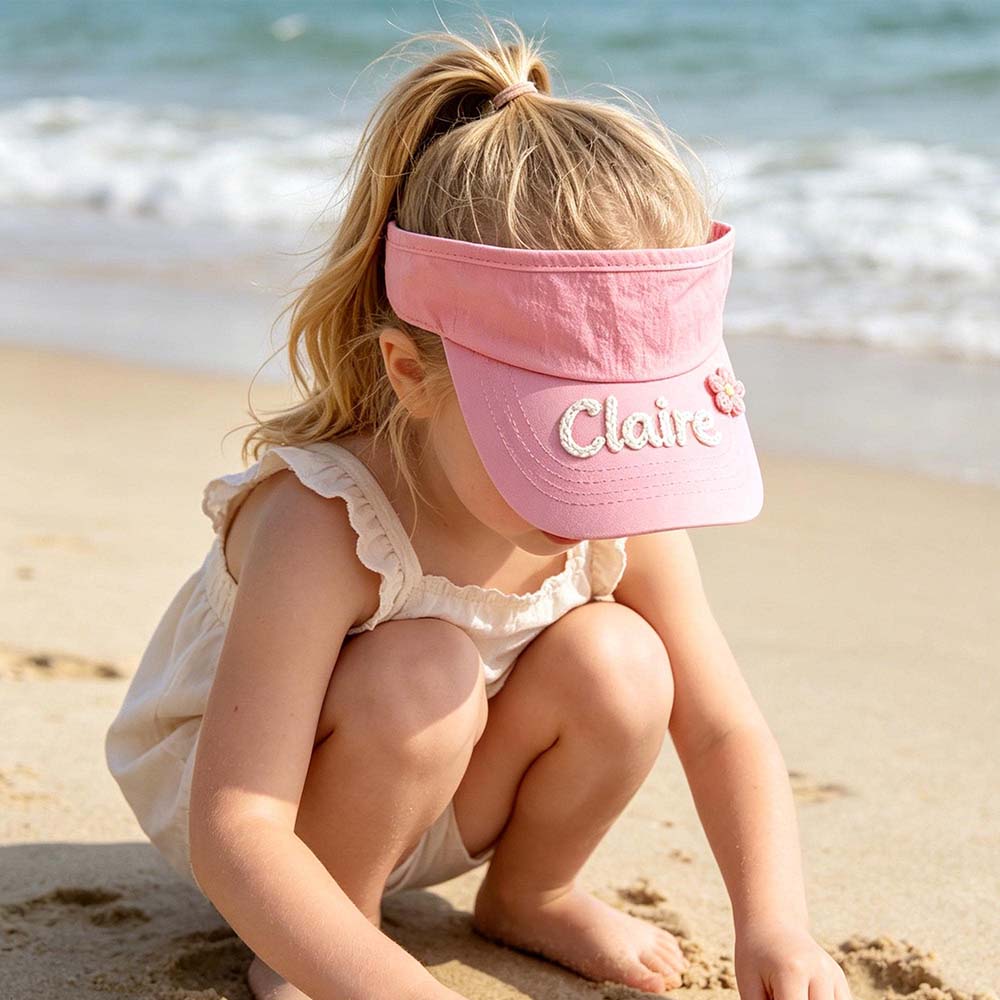 Personalized Hand Embroidery Kids Open-Top Summer Hat | CWBeach260