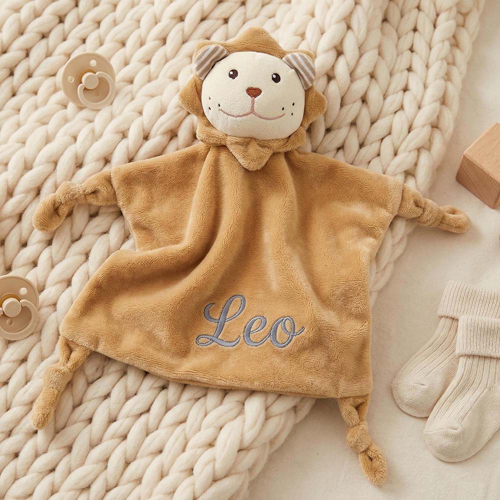Personalized Embroidered Cute Animal Baby Security Blanket | CWToy199