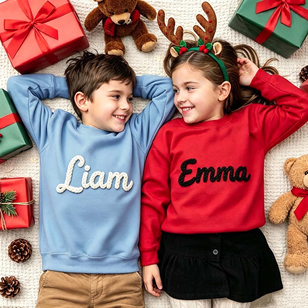 Personalized Hand Embroidered Christmas Matching Family Sweatshirt | CWBaby517