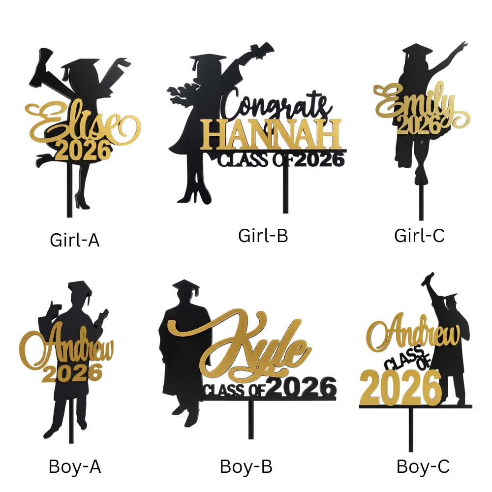 Personalized Graduation Girl/ Boy Silhouette Cake Topper | CWGift50