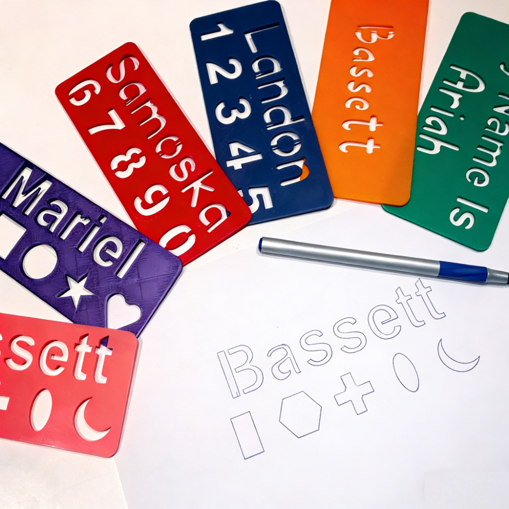Personalized 3D Printed Name Practice Stencil Kit | CWGift48