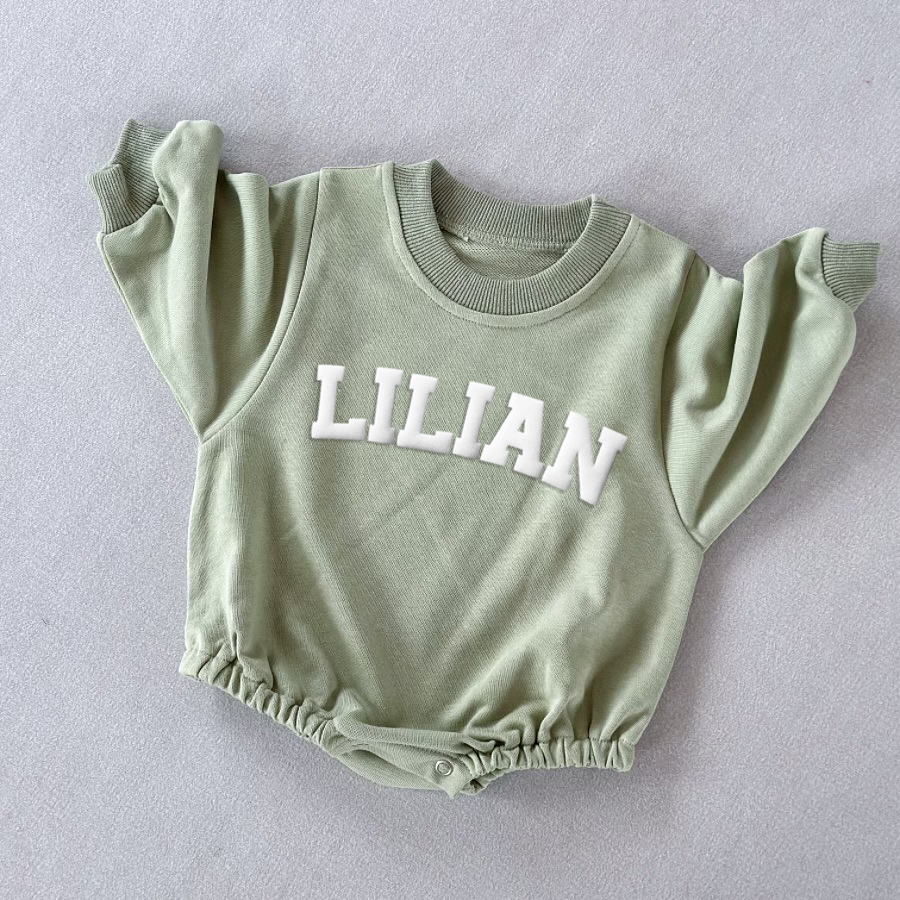 Personalized Puff Name Baby Color Sweatshirt Bodysuit | CWBaby90