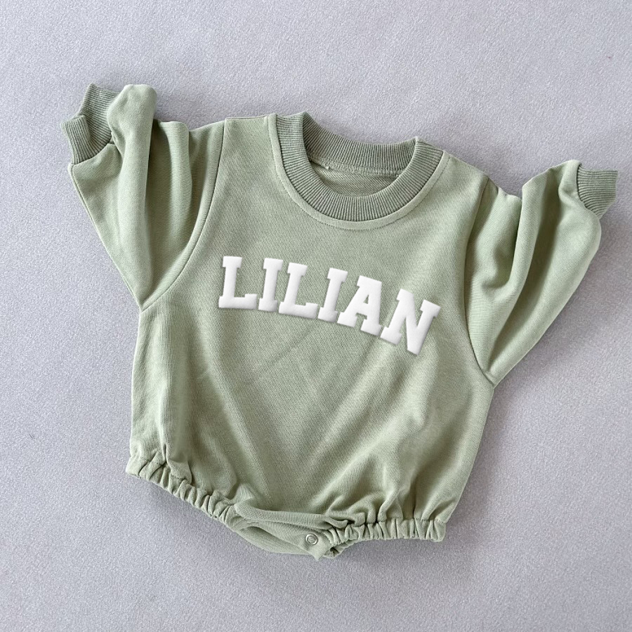 Personalized Puff Name Baby Color Sweatshirt Bodysuit | CWBaby90