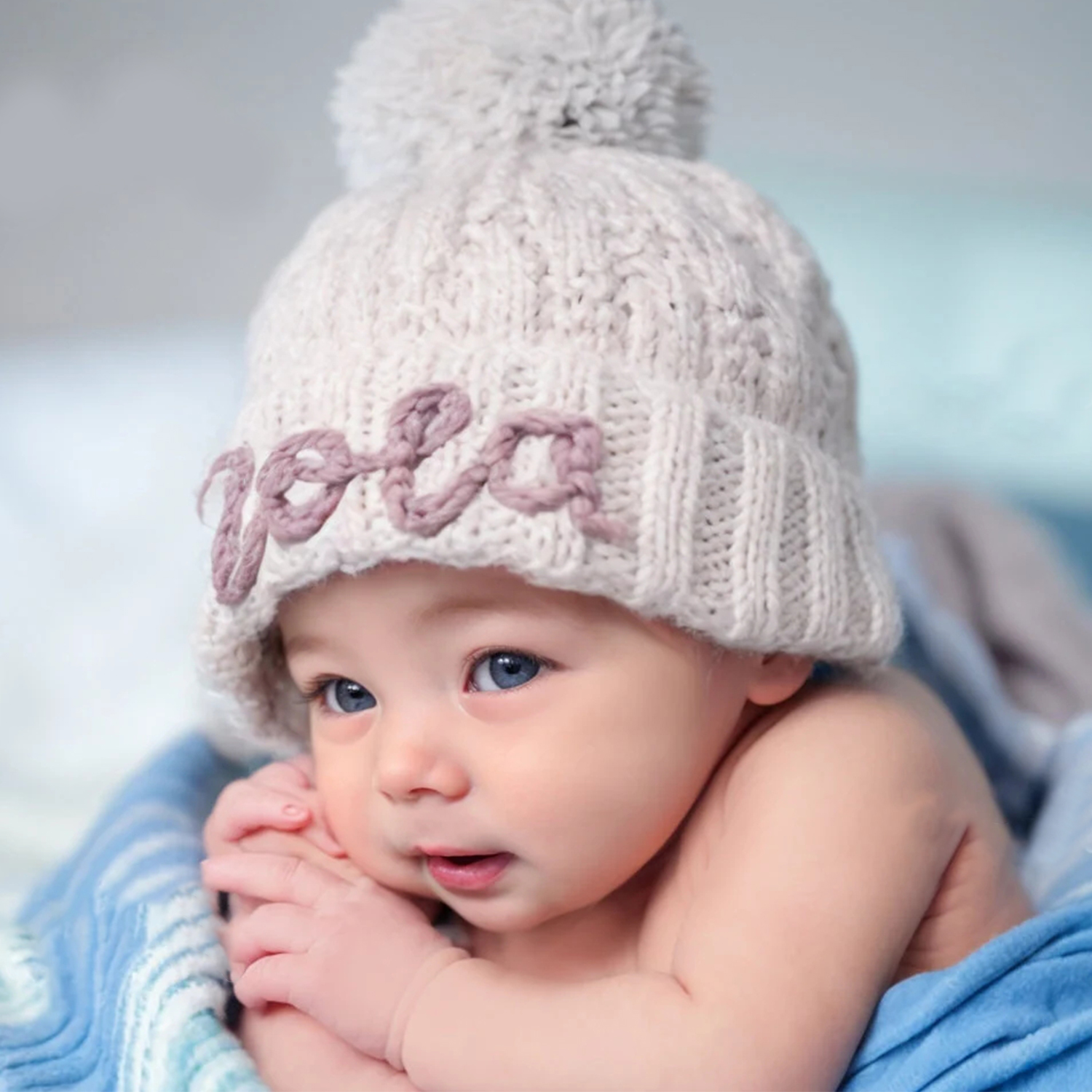 Personalized Hand Embroidery Pom Pom Beanie| HSKid44