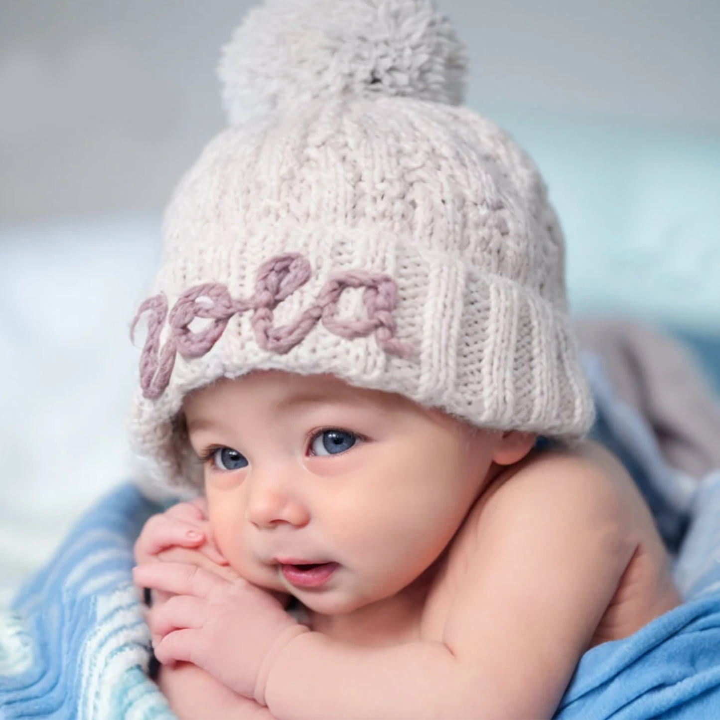 Personalized Hand Embroidery Pom Pom Beanie| HSKid44
