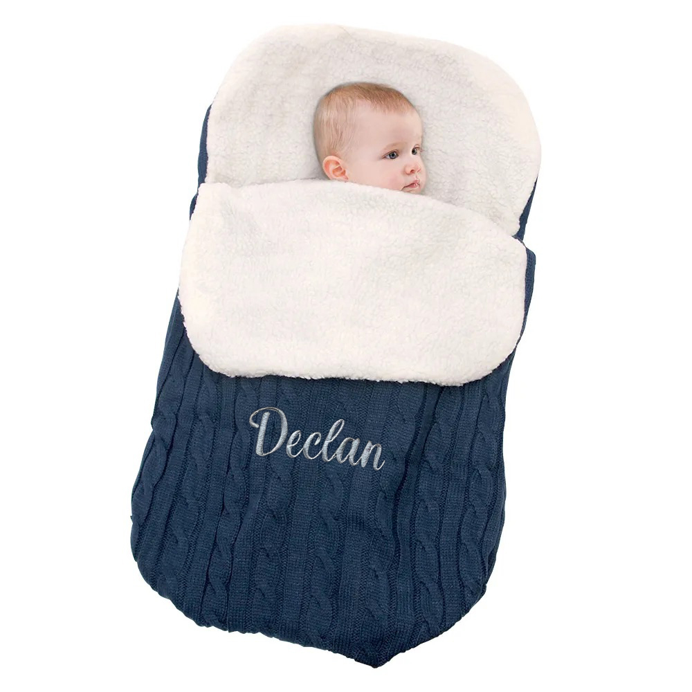 Personalized Embroidery Sherpa Sleeping Bag for Babies | CWBaby93