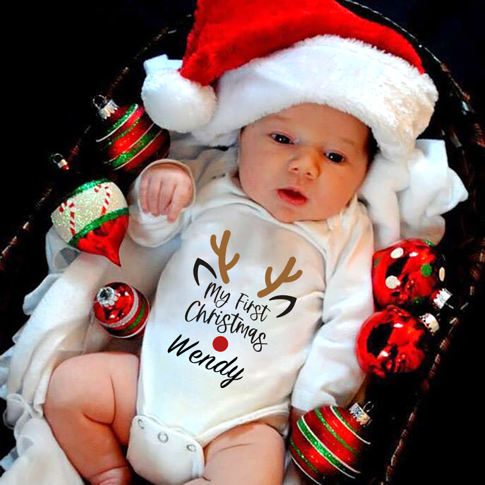 Personalized Baby Merry Christmas White Ropmer | CWBaby104