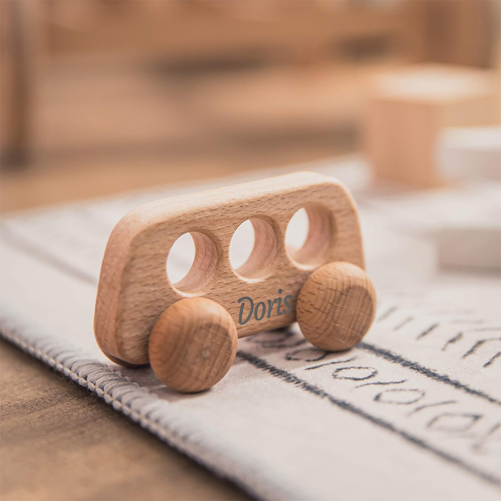 Personalized Baby Natural Wooden Cars Toy | CWToy101