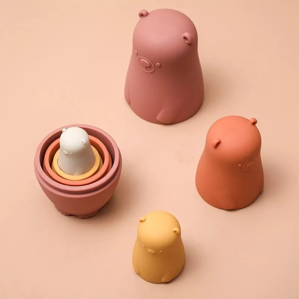Personalized Silicone BPA Free Stacking Bears Matryoshka Toy | CWToy102