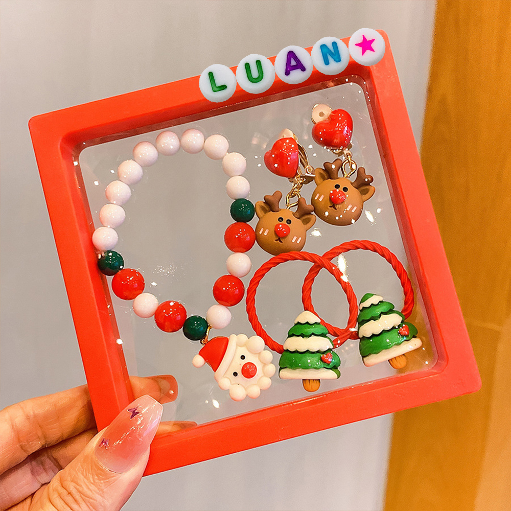 Personalized Lovely Little Girl's Christmas Santa Claus Jewelry Set Box | MCGift99