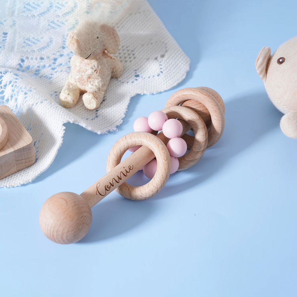 Personalized Cute Baby Wooden Rattle | CWBaby152