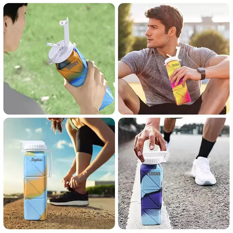 Personalised BPA Free 20oz Food Grade Silicone Foldable Water Bottles | YouBottle80