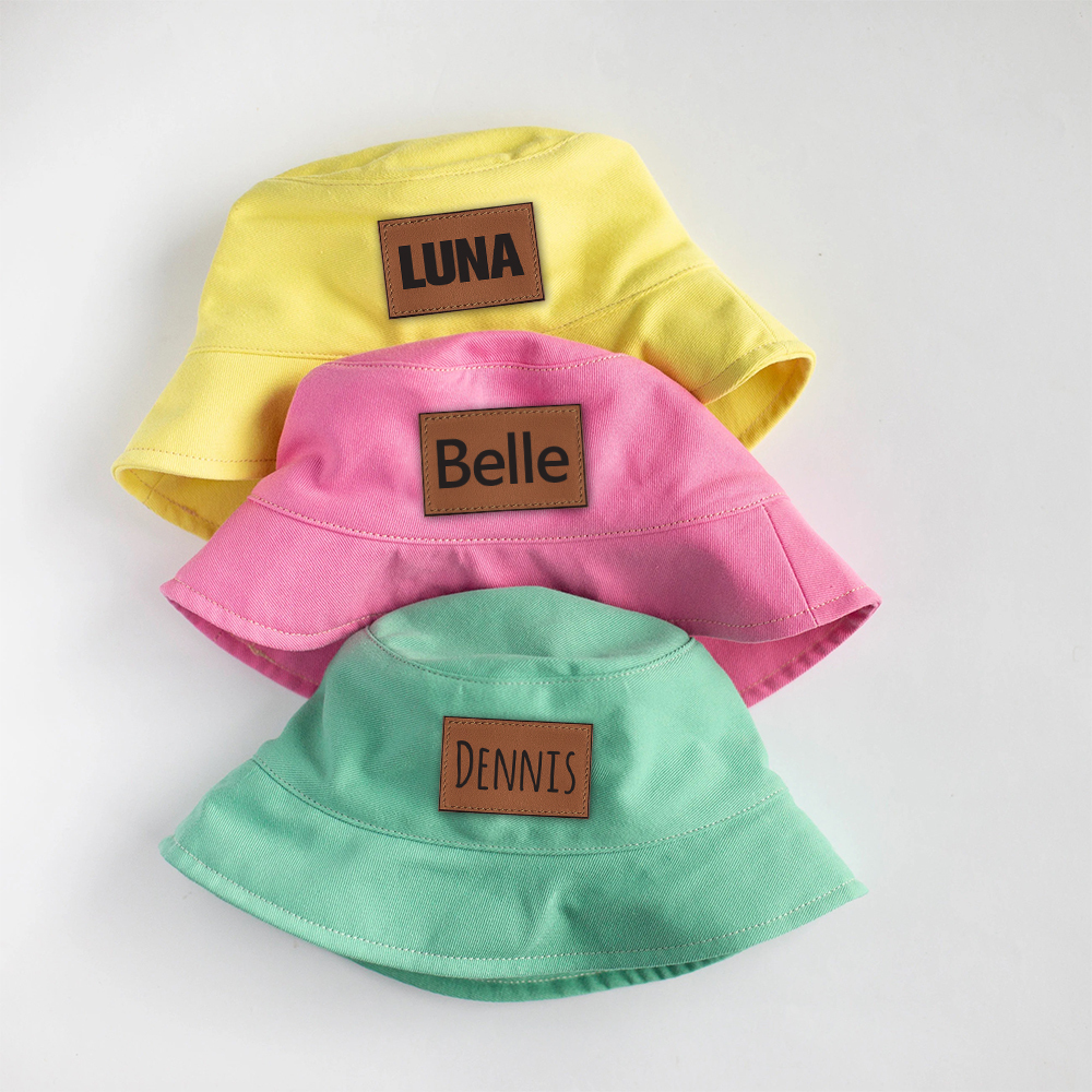 Personalized Kid Leather Patch Bucket Sunbonnet for Comfort & Unique | CWBeach157