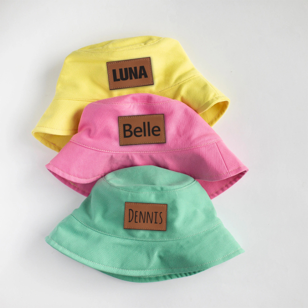 Personalized Kid Leather Patch Bucket Sunbonnet for Comfort & Unique | CWBeach157