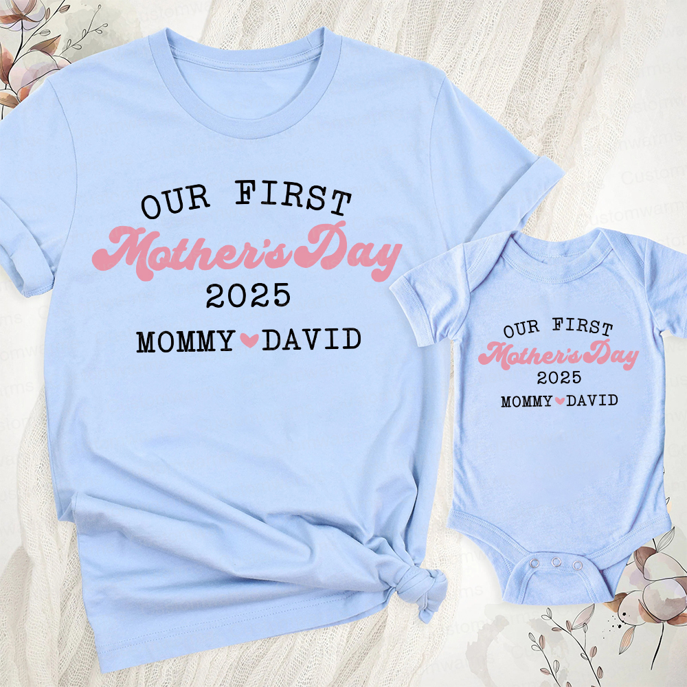 Personalized First Mother's Day Mommy and Baby Outfit | CWFamily30