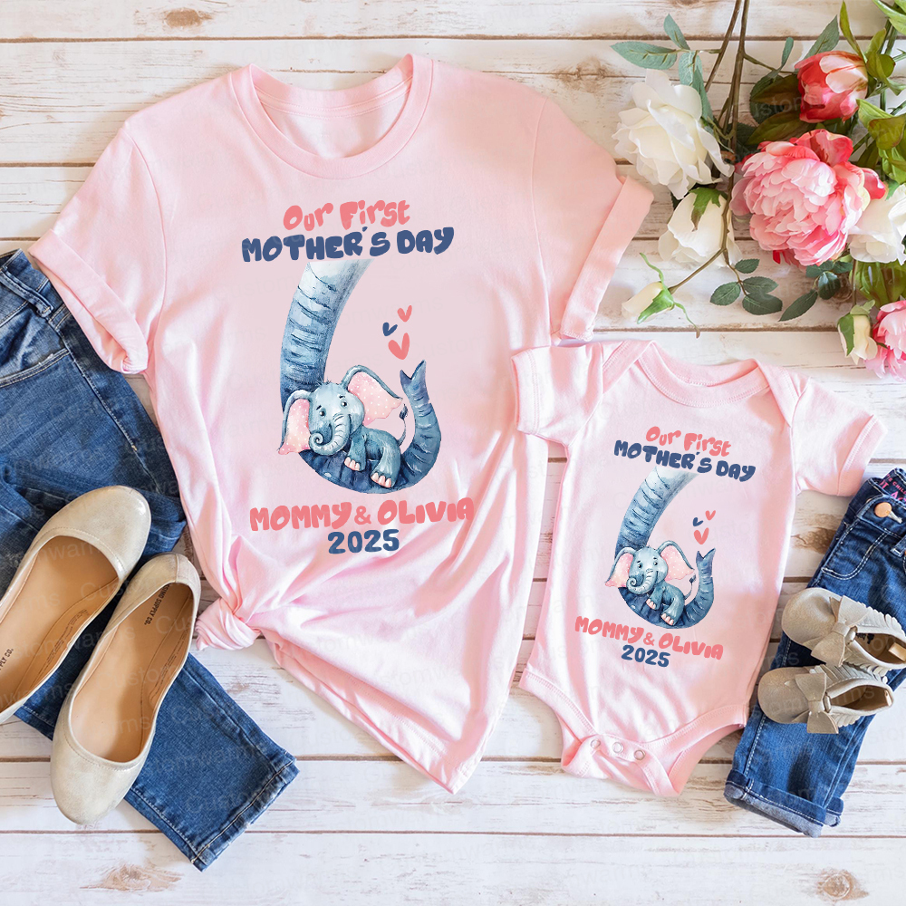 Personalized First Mother's Day Mommy and Baby Outfit | CWFamily35