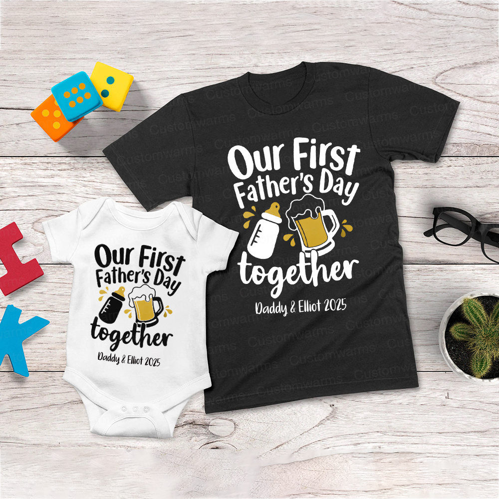 Personalized First Father's Day Daddy and Baby Outfit | CWFamily42