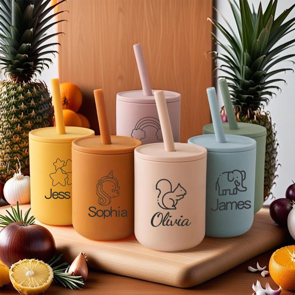 Personalised Baby Food Grade Sippy Silicone Cup  | CWBaby213