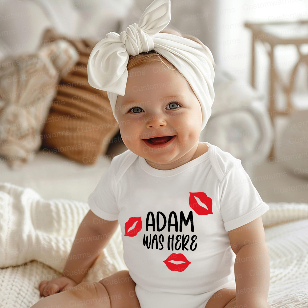 Personalized Baby I Was Here Kisses Romper | CWBaby215