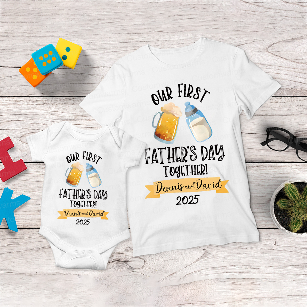 Personalized First Father's Day Daddy and Baby Outfit | CWFamily64