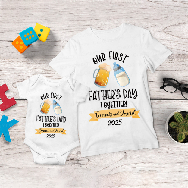 Personalized First Father's Day Daddy and Baby Outfit | CWFamily64