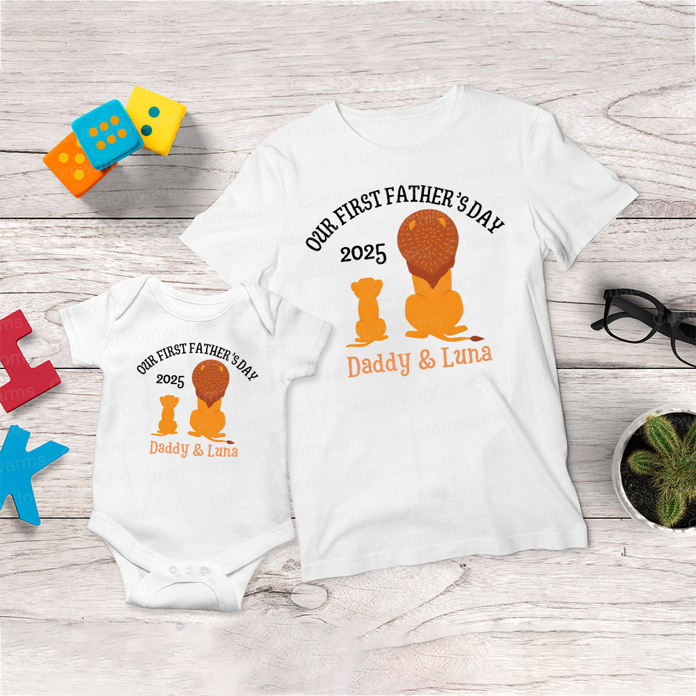 Personalized First Father's Day Daddy and Baby Outfit | CWFamily65