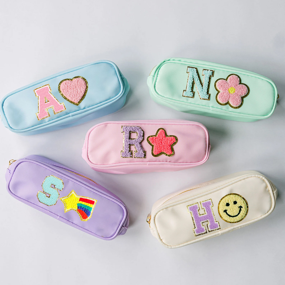 Personalized Lovely Chenille Letters Patch Kids School Backpack Set