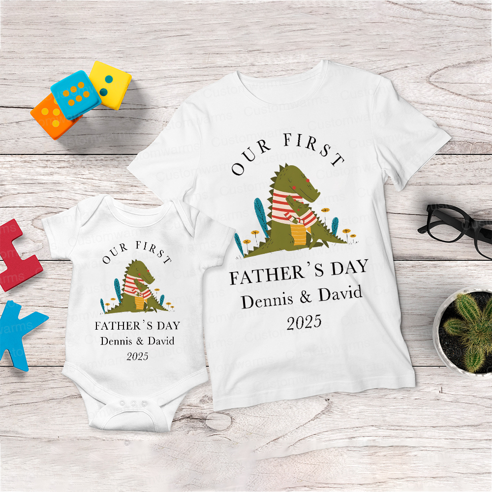Personalized First Father's Day Daddy and Baby Outfit | CWFamily72