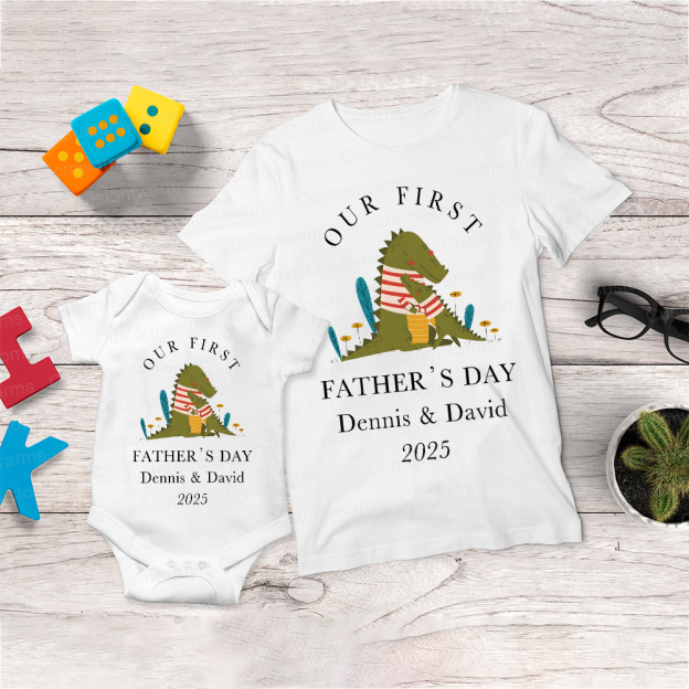 Personalized First Father's Day Daddy and Baby Outfit | CWFamily72