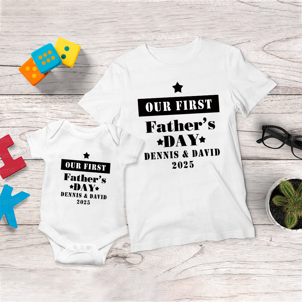 Personalized First Father's Day Daddy and Baby Outfit | CWFamily73