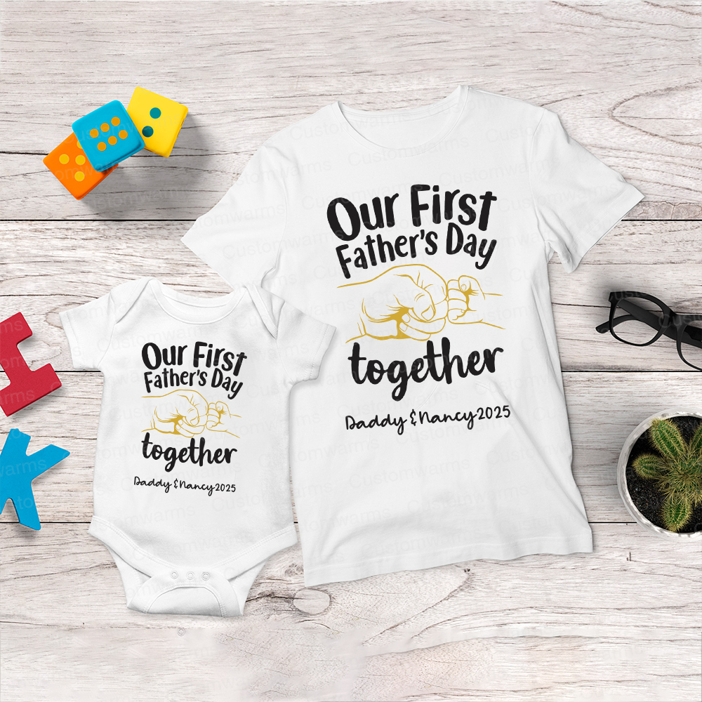 Personalized First Father's Day Daddy and Baby Outfit | CWFamily74