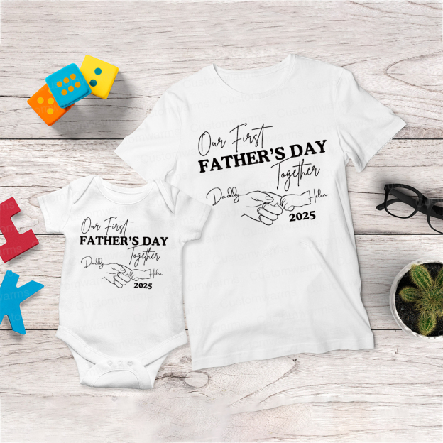 Personalized First Father's Day Daddy and Baby Outfit | CWFamily75