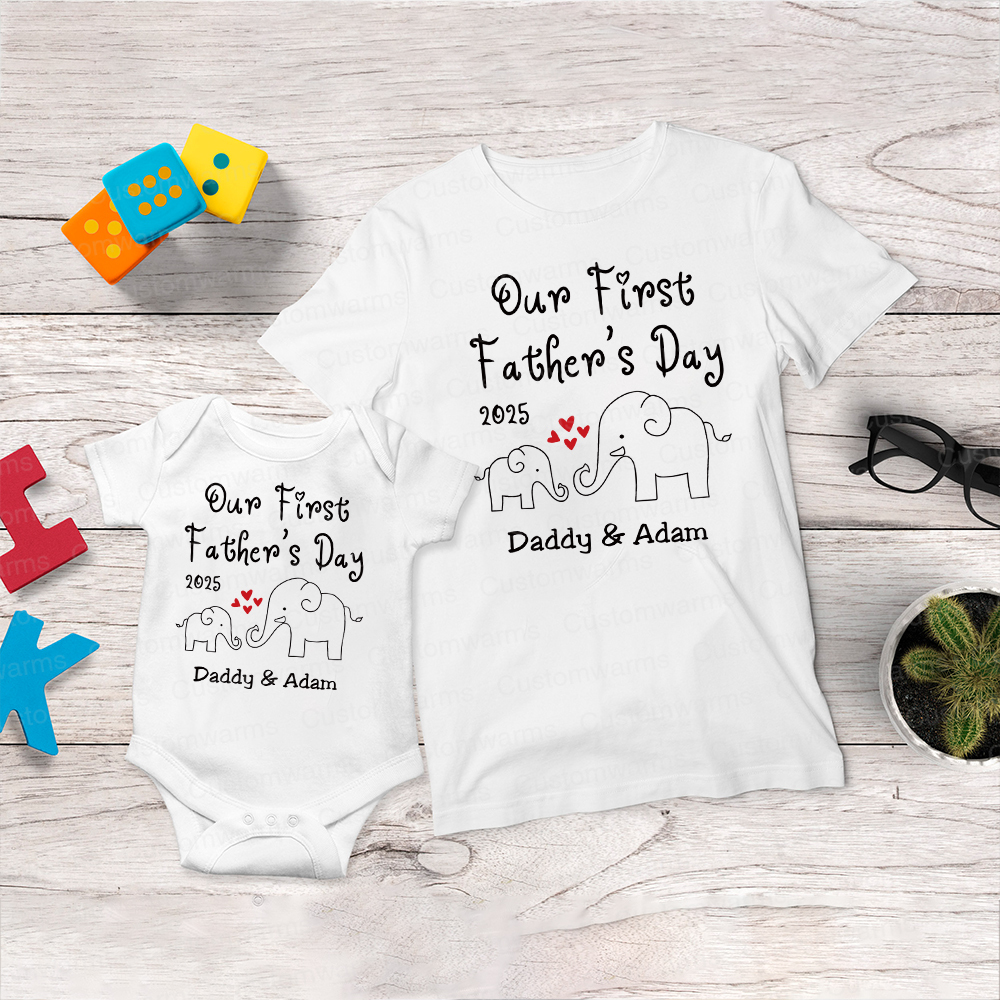 Personalized First Father's Day Daddy and Baby Outfit | CWFamily76