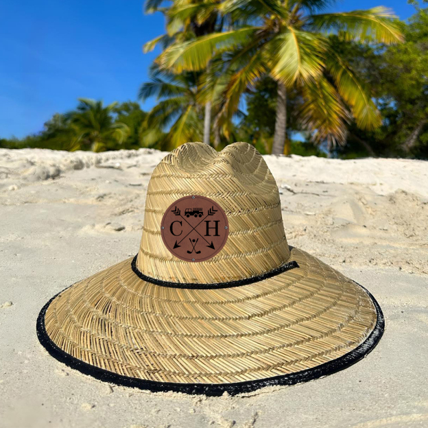 Personalized Summer Leather Patch Straw Hat for Comfort & Unique | CWBeach80