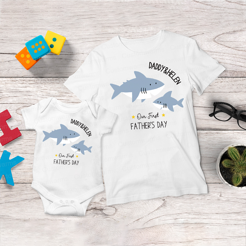 Personalized First Father's Day Daddy and Baby Outfit | CWFamily81