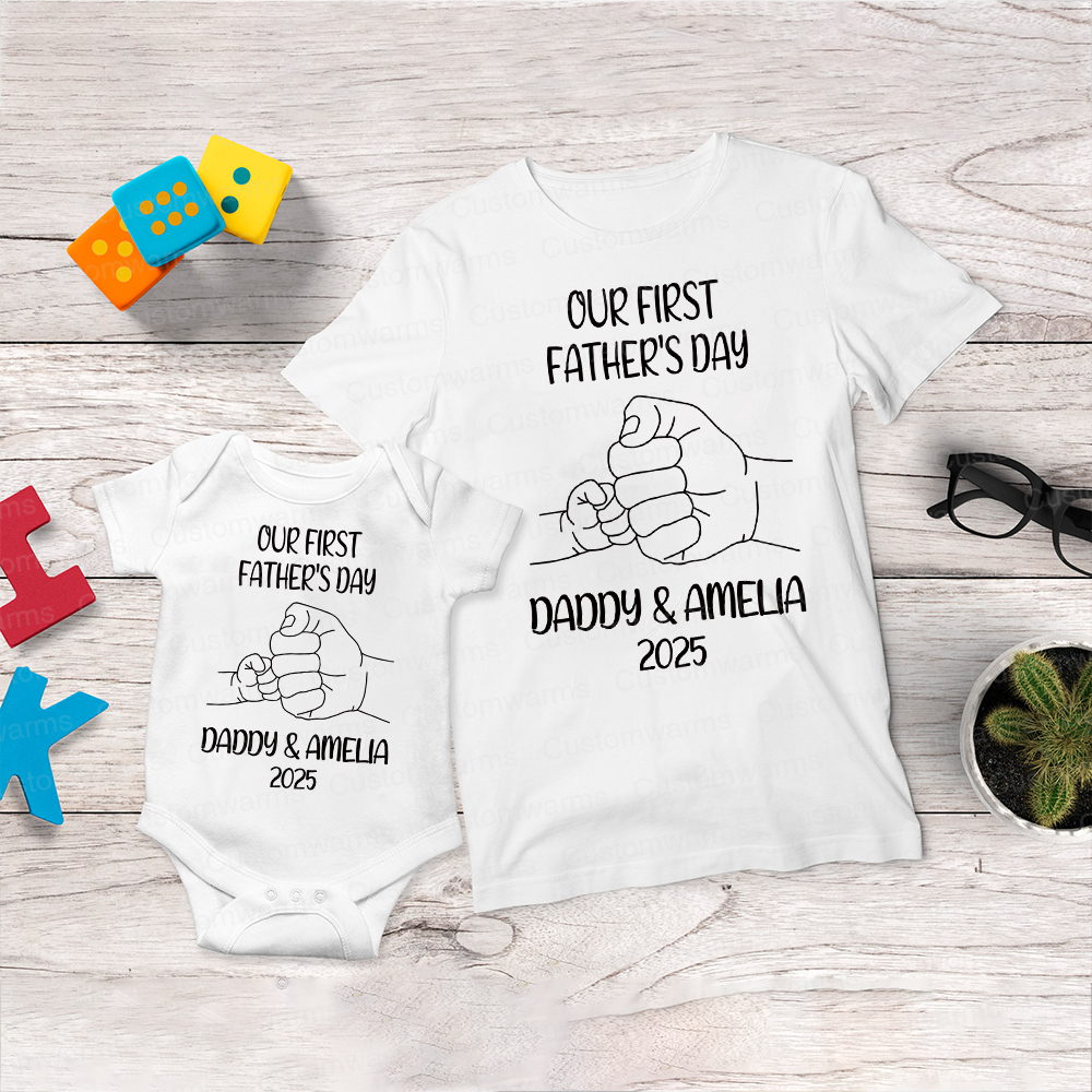 Personalized First Father's Day Daddy and Baby Outfit | CWFamily82