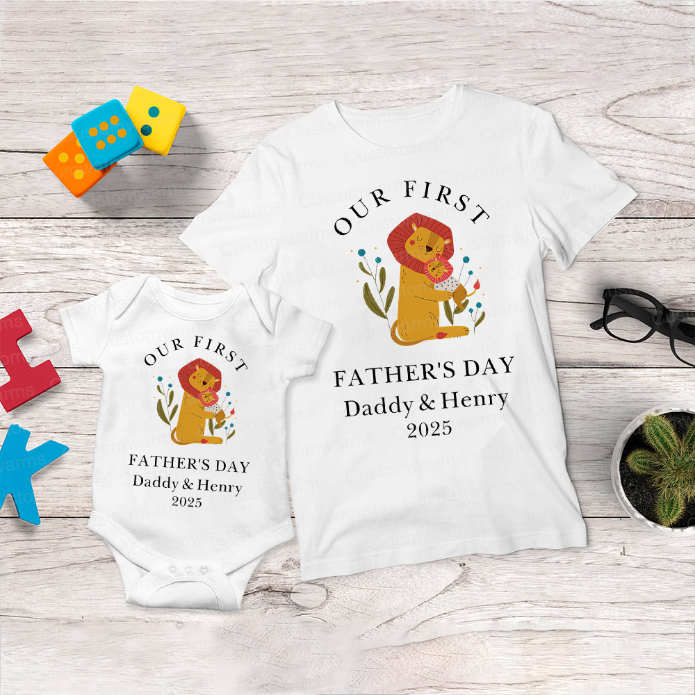 Personalized First Father's Day Daddy and Baby Outfit | CWFamily83