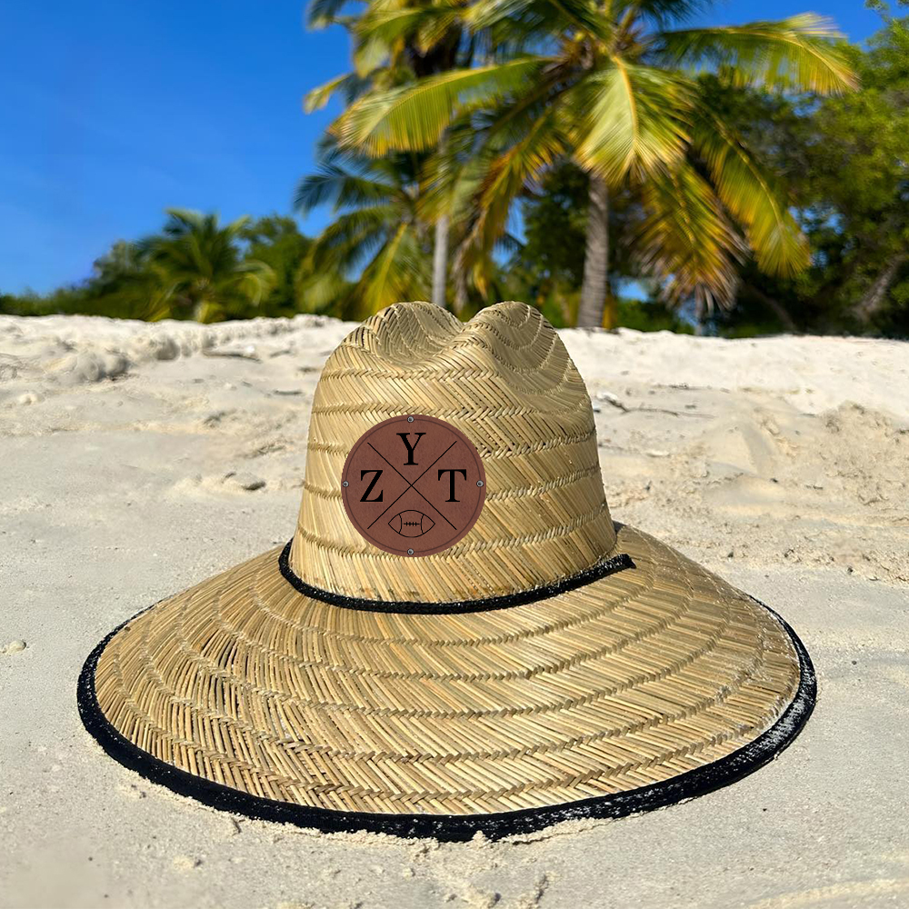 Personalized Summer Leather Patch Straw Hat for Comfort & Unique | CWBeach81