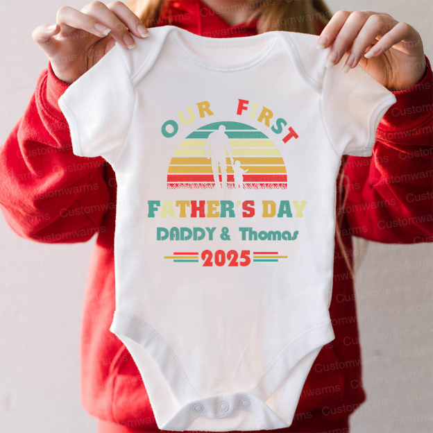 Personalized First Father's Day Daddy and Baby Outfit | CWFamily95